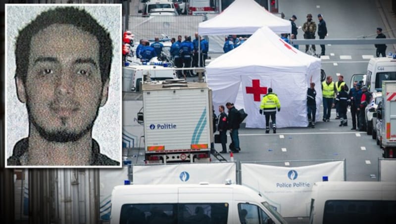 Najim Laachraoui (kl. Bild) sprengte sich am Flughafen Zaventem in die Luft. (Bild: APA/AFP)