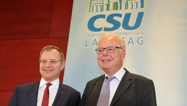 ÖVP-Landesvize Tom Stelzer in München bei CSU-Politiker Thomas Kreuzer (r.). (Bild: Kronen Zeitung)