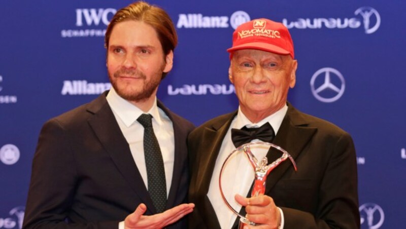 Daniel Brühl und Niki Lauda (Bild: AP)