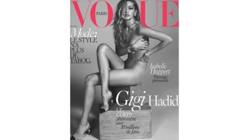 Gigi Hadid trug am "Vogue"-Cover nichts außer Mules. (Bild: instagram.com/gigihadid)