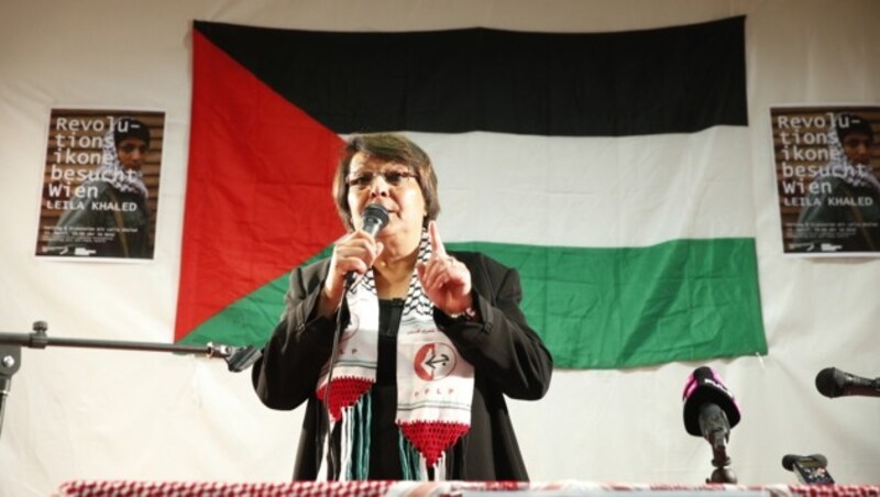 Leila Khaled bei ihrem Auftritt in Wien (Bild: Reinhard Holl)