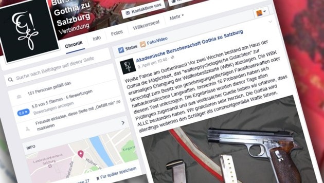 Das FB-Posting mit dem Gratulationseintrag nach dem waffenpsychologischen Test bei Gothia-Salzburg. (Bild: Screenshot Facebook.com/Gothia)