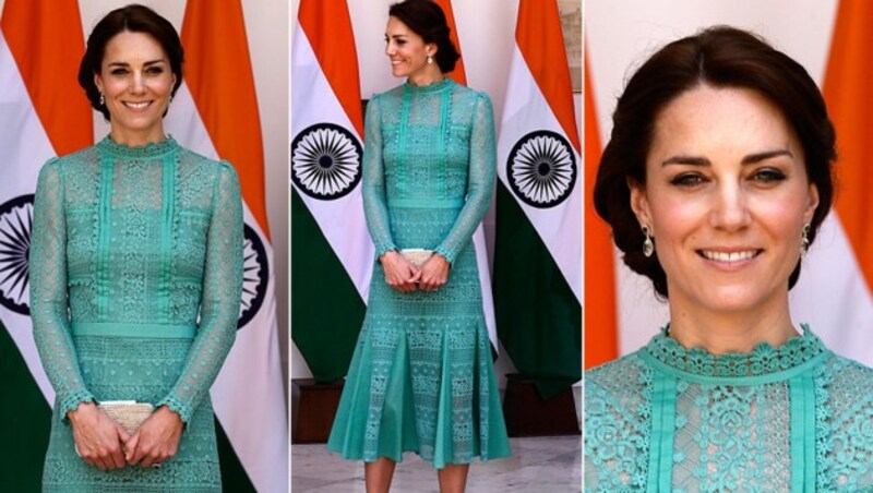 Kates mintgrünes Kleid von Alice Temperly wurde "blickdicht" gemacht. (Bild: ASSOCIATED PRESS)