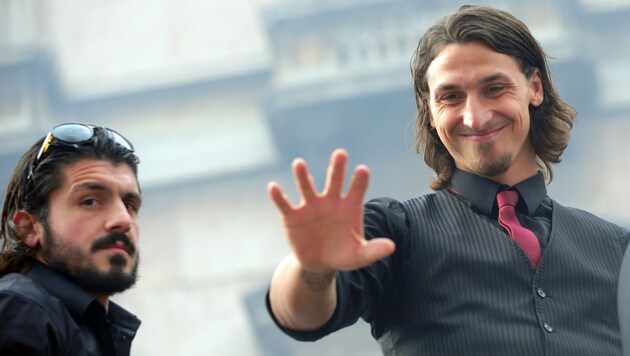 Zlatan Ibrahimovic (rechts) und Gennaro Gattuso (Bild: GIUSEPPE CACACE / AFP / picturedesk.com)