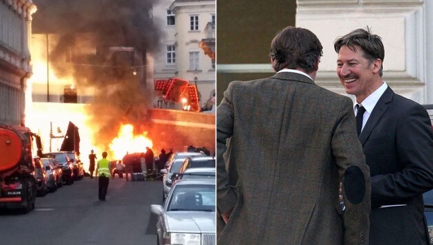 Die Explosion beim Dreh zu "Die Hölle" in der Wiener City sorgte für Aufsehen. (Bild: Leserreporter, Starpix/Alexander Tuma)