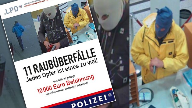 Mit diesem Flyer fahndet die Polizei nach dem Serienräuber. (Bild: LPD Vorarlberg)