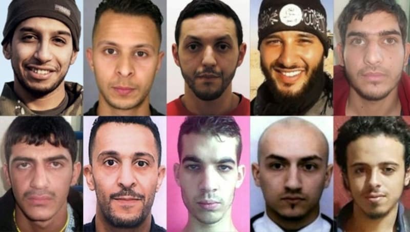 Diese zehn Islamisten waren an den Anschlägen von Paris beteiligt. (Bild: AFP or Licensors)