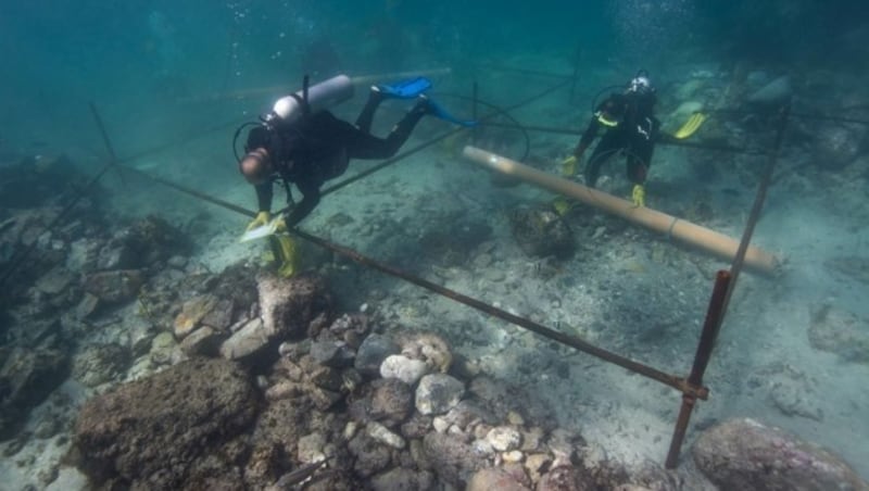 Taucher über den Überresten der "Esmeralda" (Bild: Blue Water Recoveries/P. Holt, D. Mearns et al.)