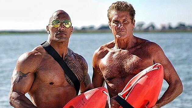 Dwayne "The Rock" Johnson hat den "Hoff" für den neuen "Baywatch"-Film zurück vor die Kamera geholt. (Bild: instagram.com/davidhasselhoff)