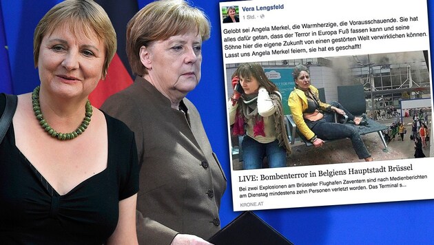 Vera Lengsfeld (li.) macht Merkel indirekt für die Terroranschläge in Brüssel verantwortlich. (Bild: AP, AFP, facebook.com)