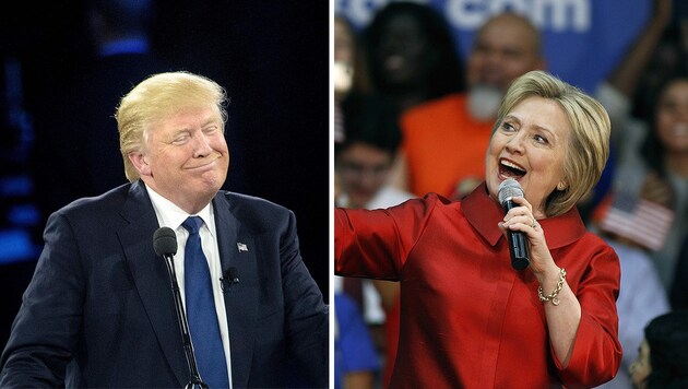 Bei den US-Vorwahlen gab es die nächsten Siege für Trump und Clinton. (Bild: APA/AFP/BRENDAN SMIALOWSKI, APA/GETTY IMAGES/Ralph Freso)