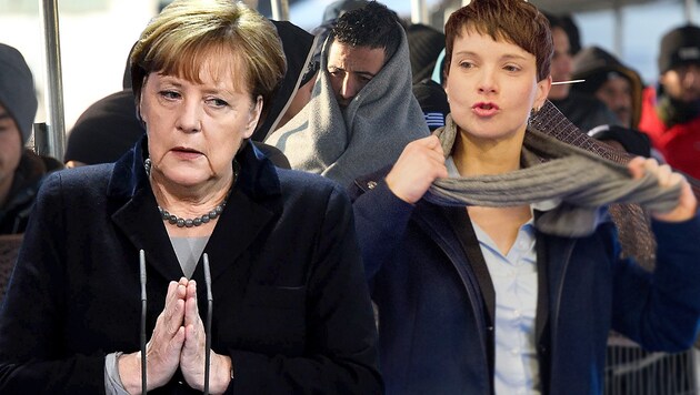 Kanzlerin Angela Merkel hatte einen schweren, AfD-Chefin Frauke Petry einen schönen "Super Sunday". (Bild: APA, dpa, AFP)