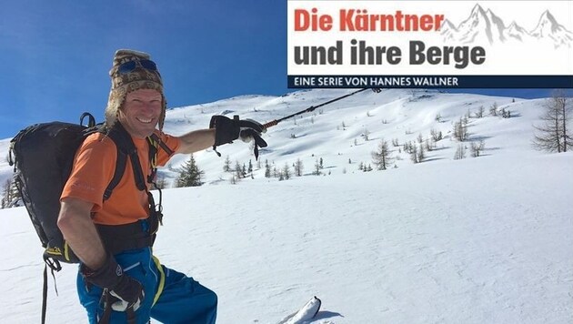 Pedro Unterluggauer vor dem Skitouren-Klassiker Schwalbenkofel. (Bild: Hannes Wallner)