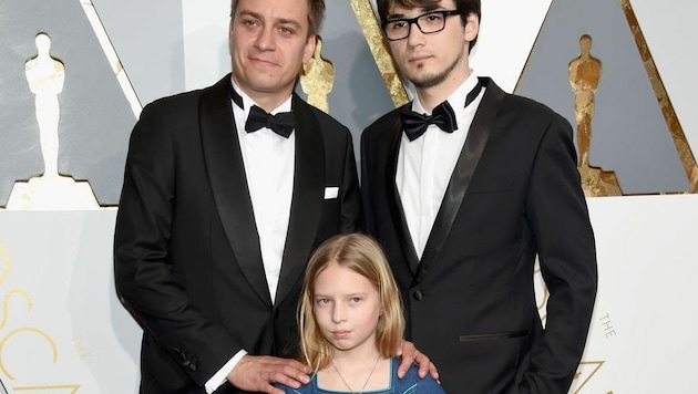 Patrick Vollrath mit Julia Pointner und Sebastian Thaler bei den Oscars (Bild: APA/AFP/GETTY IMAGES/Ethan Miller)