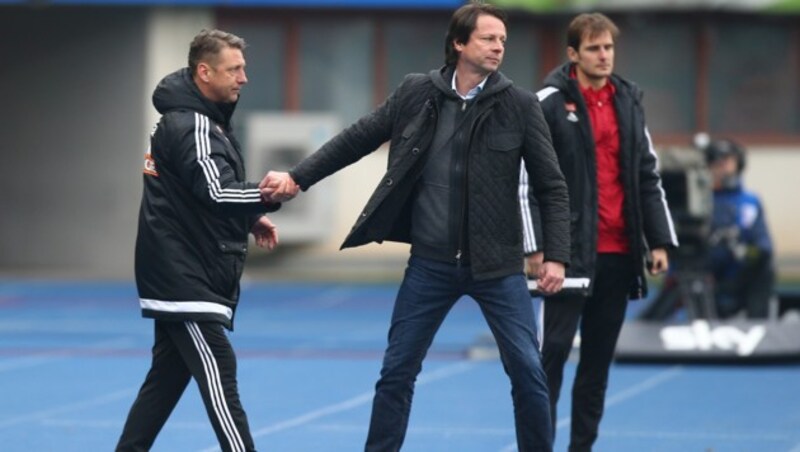 Die Trainer Zoran Barisic (Rapid) und Peter Schöttel (Grödig) (Bild: GEPA)