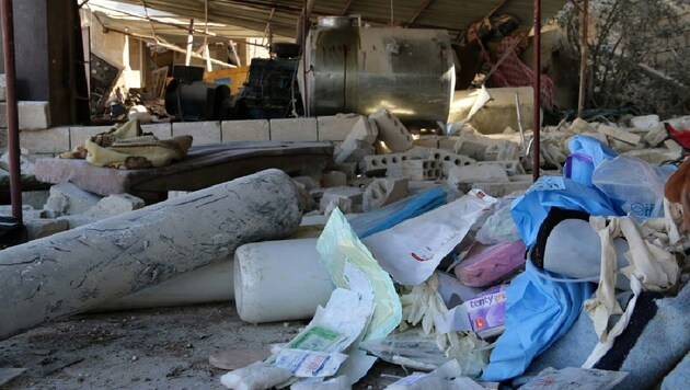 Das zerstörte Krankenhaus in Idlib (Bild: APA/AFP/MSF/STRINGER)