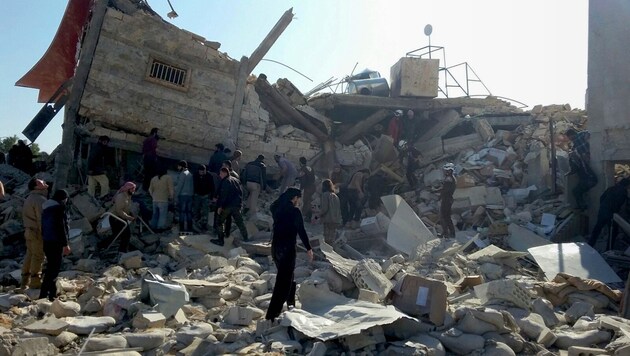 Das zerstörte Krankenhaus in Idlib (Bild: APA/AFP/MSF/SAM TAYLOR)