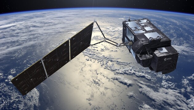 Künstlerische Illustration des Satelliten "Sentinel-3A" (Bild: ESA/Pierre Carril)