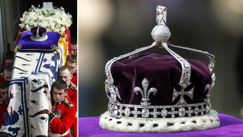 Der "Koh-i-Noor" ist Teil der Krone der verstorbenen Queen Mum. (Bild: MICHAEL CRABTREE/AFP/picturedesk.com)