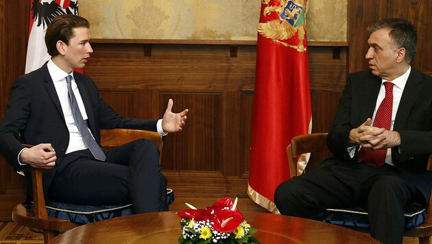 Kurz bei Montenegros Präsident Filip Vujanovic (Bild: APA/Außenministerium/Dragan Tatic)