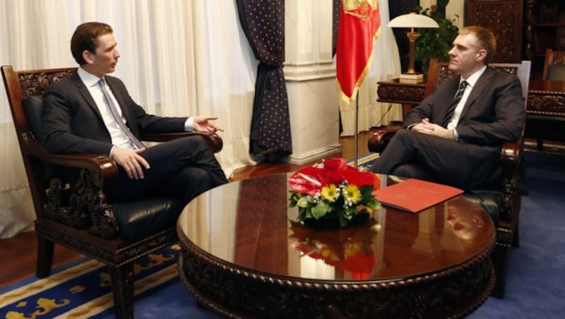 Außenminister Luksic empfängt Kurz in Podgorica (Bild: APA/Außenministerium/Dragan Tatic)