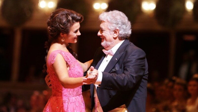 Olga Peretyatko und Placido Domingo (Bild: APA/GEORG HOCHMUTH)