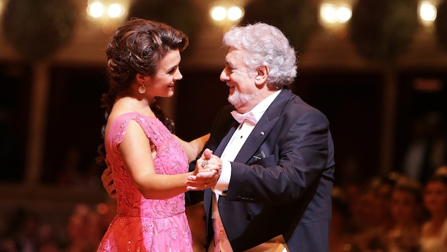 Olga Peretyatko und Placido Domingo (Bild: APA/GEORG HOCHMUTH)