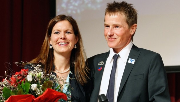 Andreas Goldberger mit seiner Frau Astrid (Bild: GEPA)