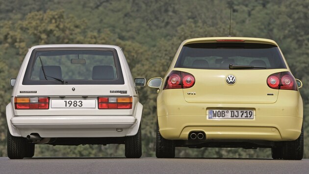 Volkswagen Golf GTI Pirelli von 1983 links und Golf GTI Pirelli von 2007 rechts (Bild: Volkswagen)