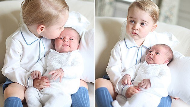 Prinz George mit seiner Schwester Charlotte (Bild: APA/EPA/DUCHESS OF CAMBRIDGE, AP)