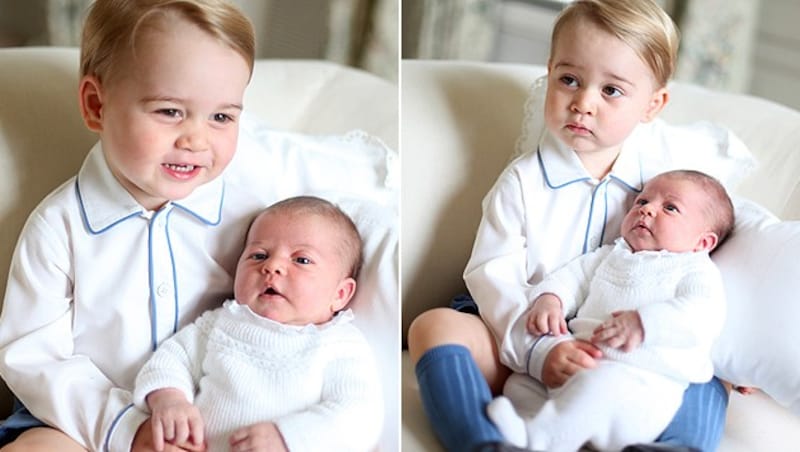 Prinz George mit seiner Schwester Charlotte (Bild: AP)