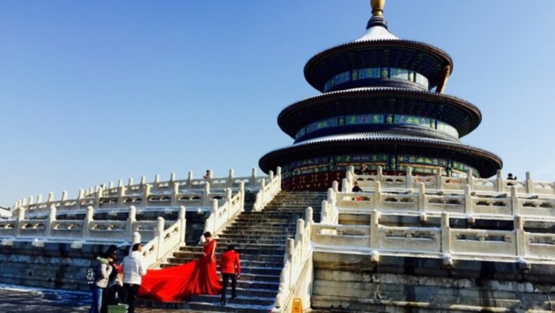 Der Himmelstempel in Peking vor strahlendem Blau (Bild: Richard Schmitt)