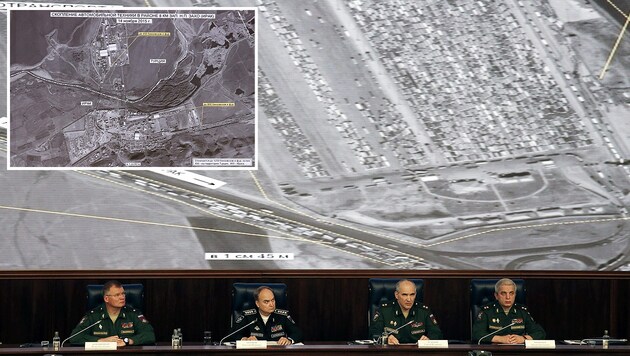 Moskau präsentierte Satellitenbilder als "Beweis" für Öl-Deals zwischen dem IS und der Türkei. (Bild: APA/EPA/YURI KOCHETKOV)