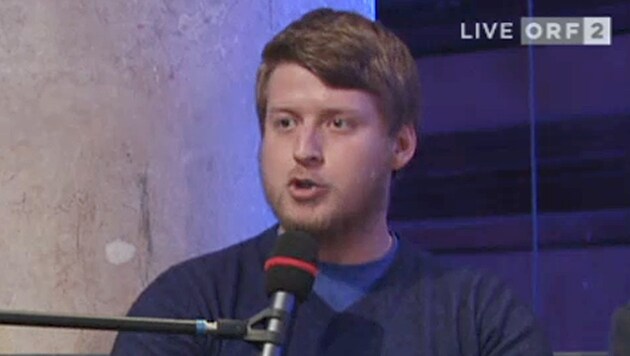 "Identitären"-Chef Markovics sorgt mit seinem Auftritt beim ORF-"Bürgerforum" für Empörung. (Bild: tvthek.orf.at)