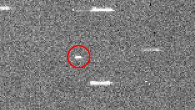 Eine Radaraufnahme von Objekt WT1190F (rot markiert) (Bild: ESA/B. Bolin, R. Jedicke, M. Micheli)