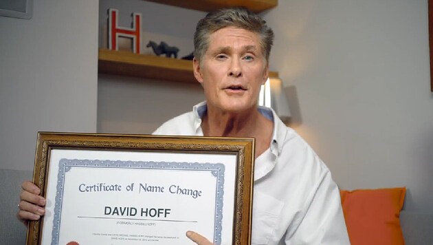 David Hasselhoff heißt jetzt offiziell David Hoff. (Bild: YouTube.com)