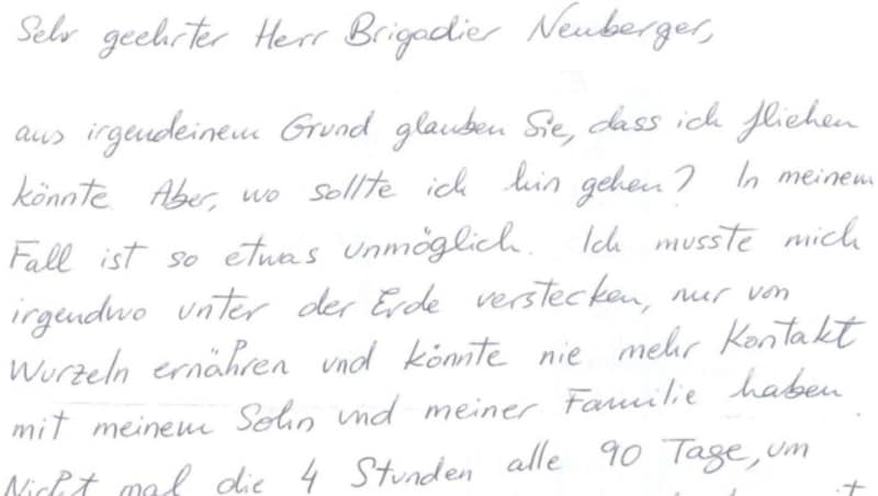 Nach den Fluchtvorwürfen schrieb Estibaliz C. diesen Brief an den Leiter der Justizanstalt. (Bild: "Krone")