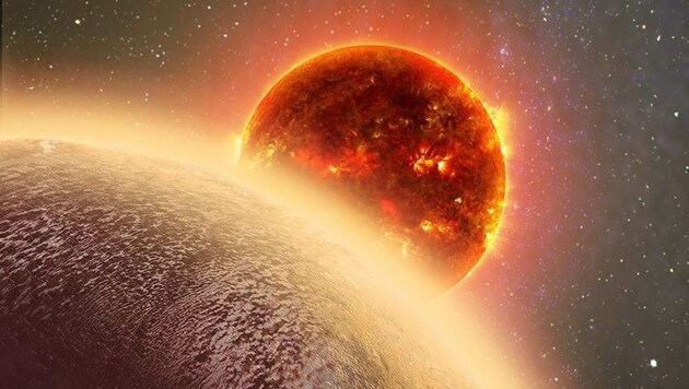 Künstlerische Darstellung: Der Exoplaneten GJ 1132b vor seinem Stern (Bild: NASA/Dana Berry, SkyWorks)
