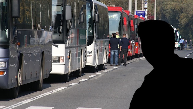 Chauffeure warnen vor Unfällen beim Transport von Flüchtlingen durch Österreich. (Bild: Jürgen Radspieler, krone-Grafik)
