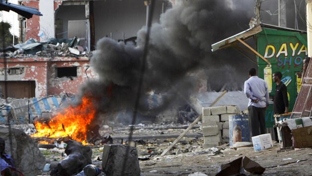 Das Hotel in Mogadischu ist nur noch eine Ruine. (Bild: AP)