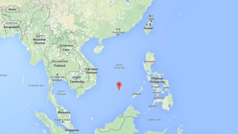 Die Spratly-Inseln im Südchinesischen Meer (siehe Markierung) sind ins Visier der USA geraten. (Bild: maps.google.com)