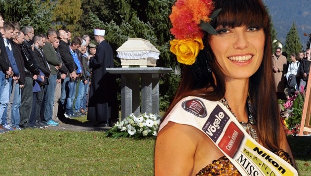 Hunderte Trauernde erwiesen der Ex-"Miss-Austria" die letzte Ehre. (Bild: zeitungsfoto.at/Liebl Daniel, APA/EPA/HANS PUNZ)
