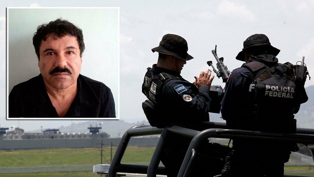 Die mexikanische Polizei sucht weiterhin nach "El Chapo" (kl. Bild). (Bild: AP)