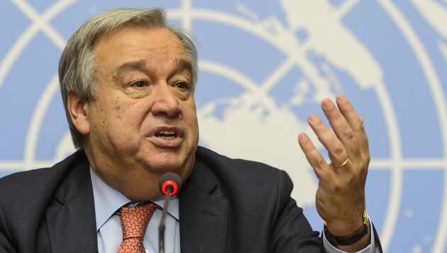 UN-Generalsekretär Antonio Guterres (Bild: AP/Jean-Christophe Bott)