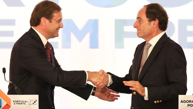 Premierminister Pedro Passos Coelho (li.) und sein Vize Paulo Portas (Bild: AP)