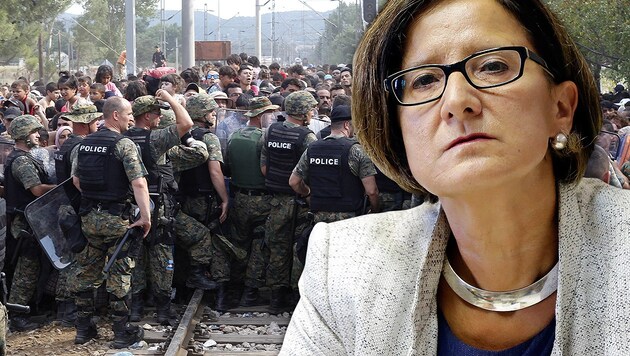Innenministerin Johanna Mikl-Leitner warnt vor "mazedonischen Zuständen". (Bild: AP, Klemens Groh)