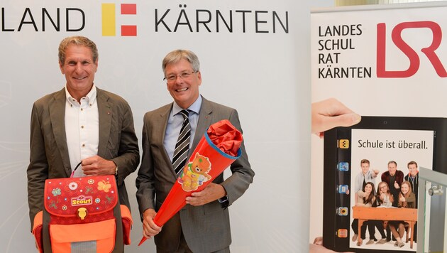 LSR-Präsident Altersberger und LH Bildunsgreferent Kaiser sind bereit für das neue Schuljahr. (Bild: BUERGER)