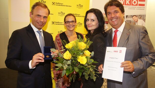Gratulationen für Silke Leschanz von P.Gauper, Ch. Kogler und K. P. Kronlechner. (Bild: Uta Rojsek - Wiedergut)