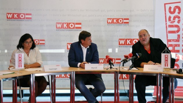 Spartenobfrau Edith Haslinger, WK-präsident Jürgen Mandl und der Unternehmer Siegfried Arztmann. (Bild: Clara Milena Steiner)