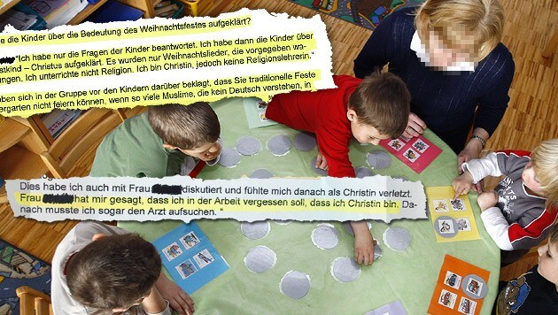 Auszüge aus dem Gesprächsprotokoll der MA 10 mit der Wiener Kindergartenpädagogin (Bild: APA/HARALD SCHNEIDER, "Krone")